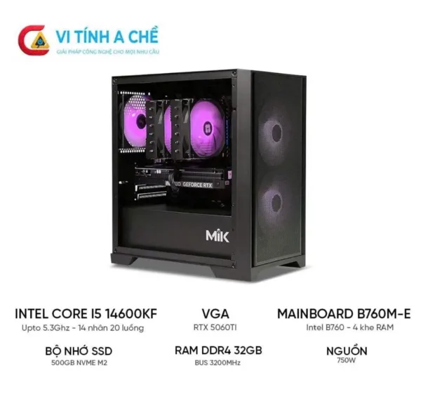 PC Đồ Họa i5 14600KF RTX 5060Ti 16GB Hiệu Năng Siêu Mạnh