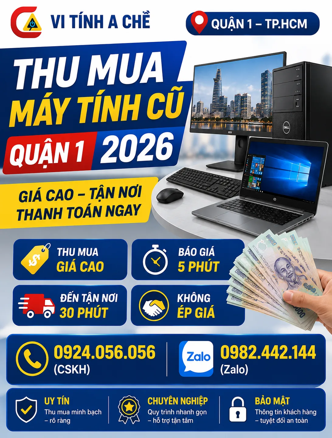 Thu Mua Máy Tính Cũ Quận 1 2026 – Giá Cao, Tận Nơi 1 Thu Mua Máy Tính Cũ Quận 1 - Vi Tính A Chề