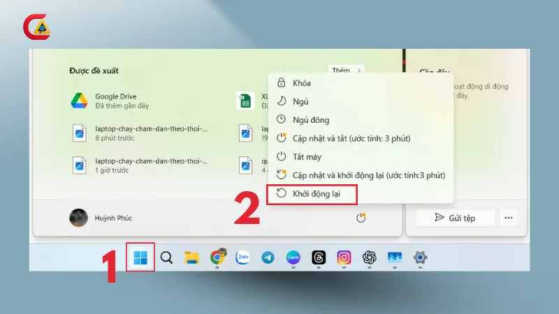 Khởi Động Lại Laptop
