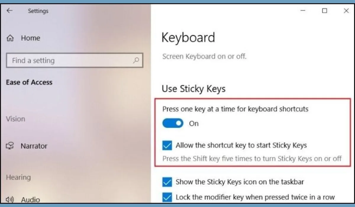 Hướng Dẫn Tắt Tắt Sticky Keys / Filter Keys