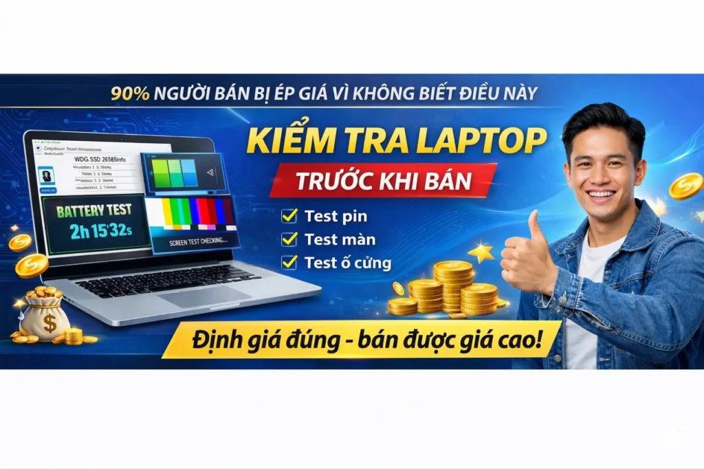 Checklist Kiểm Tra Laptop Trước Khi Bán – Tránh Bị Ép Giá (Cập Nhật 2026) 1 Kiểm Tra Laptop Cũ Trước Khi Bán