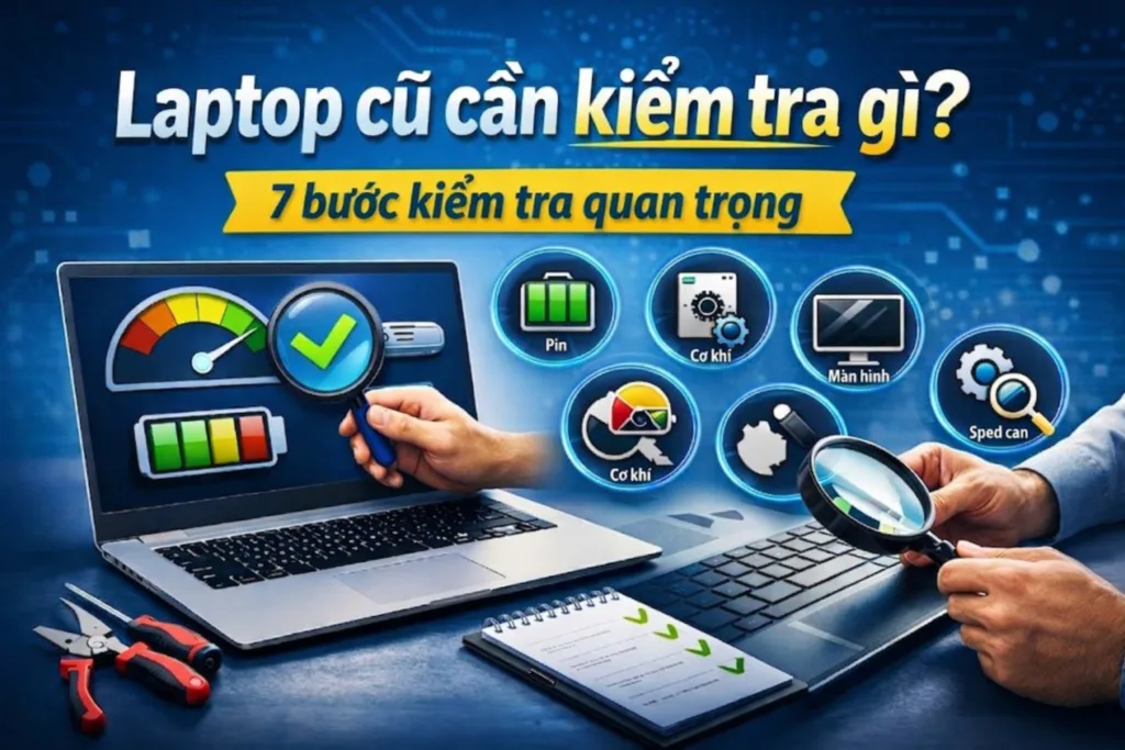Laptop Cũ Cần Kiểm Tra Gì? 7 Bước Kiểm Tra Chuẩn Để Tránh Mất Tiền Oan 1 Laptop Cũ Cần Kiểm Tra Gì