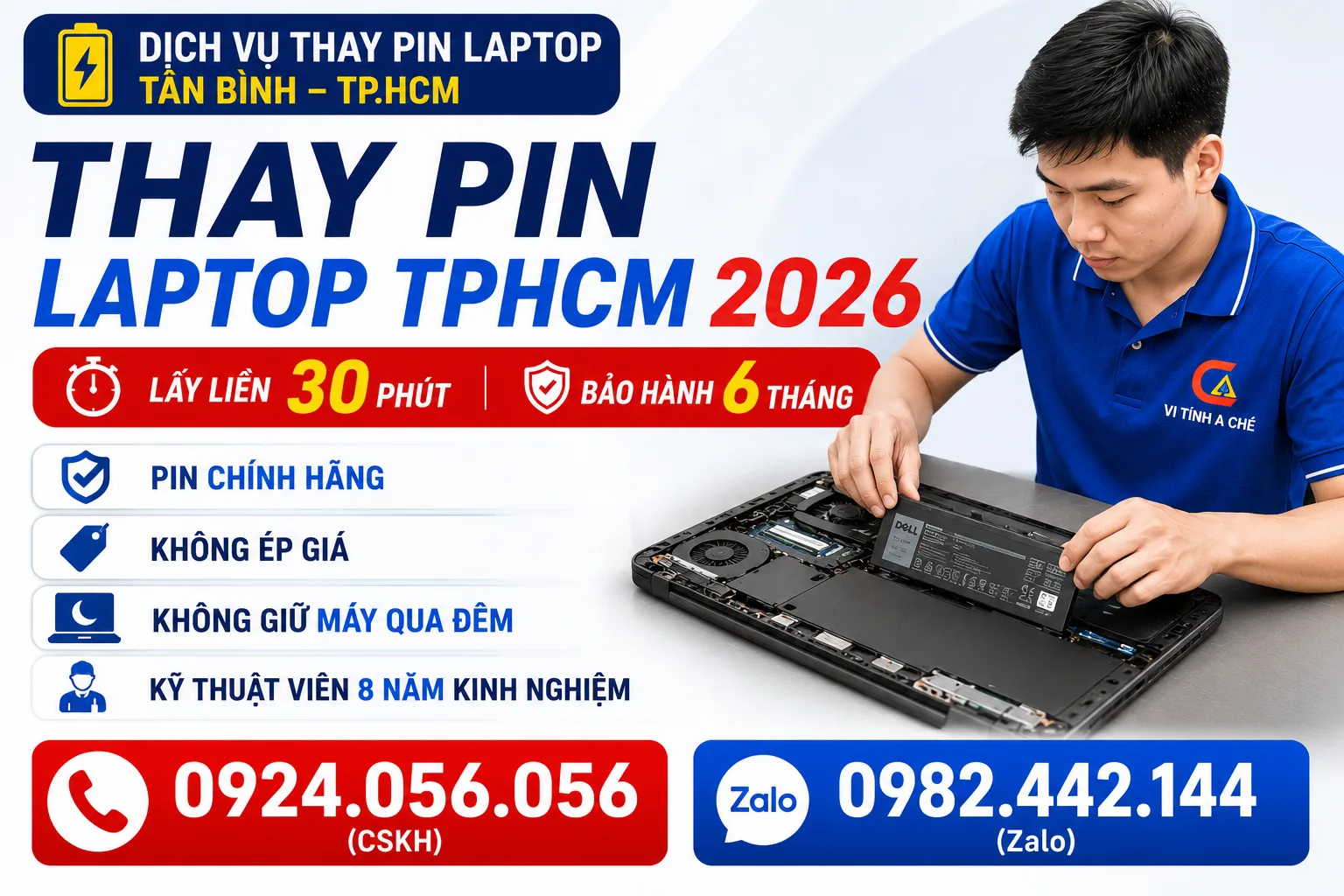 Thay Pin Laptop Tân Bình Tphcm - Vi Tinh A Che