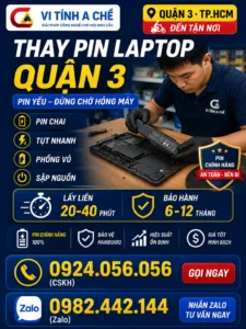 Thay Pin Laptop Quận 3 - Vi Tính A Chề